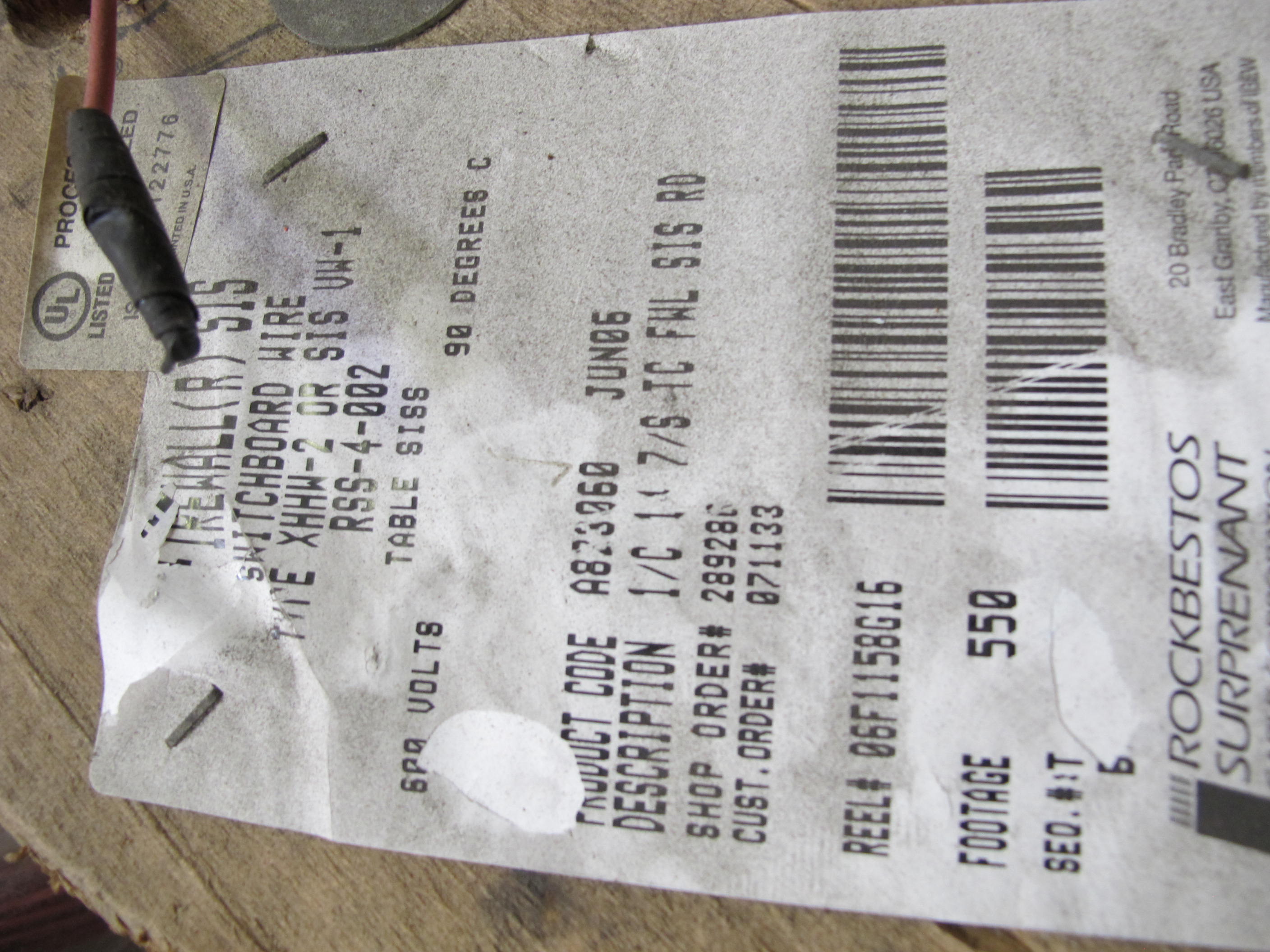 (5 PALLETS) MISC. ELECTRICAL WIRE, AND CABLE! (20+) INDIVIDUAL SPOOLS TO INCLUDE BUT NOT LIMITED TO: (1 SPOOL) CABLE, ELECTRICAL TYPE, 16 AWG SIZE, 600V RATING, COPPER MATERIAL, 3 CONDUCTOR, INSTRUMENTATION KIND. SHIELDED, CROSS-LINKED POLYETHYLENE INSULATED, RED, HYPALON (CSPE) JACKET, FIREWALL III, CABLE CODE J36, (6 SPOOLS) WIRE, ELECTRICAL TYPE, 14 AWG SIZE, 600V 90DEG C OPE RATING, RED COLOR, TEMP RATING, TINNED COPPER MATERIAL, SWITCHBOARD, SIS KIND. INSULATED, WITH HEAT, MOISTURE AND FLAME RESISTANT CROSS LINKED SYNTHETIC POLYMER CONSTRUCTION, ETC.. LOADING & HANDLING FEE $30-4077